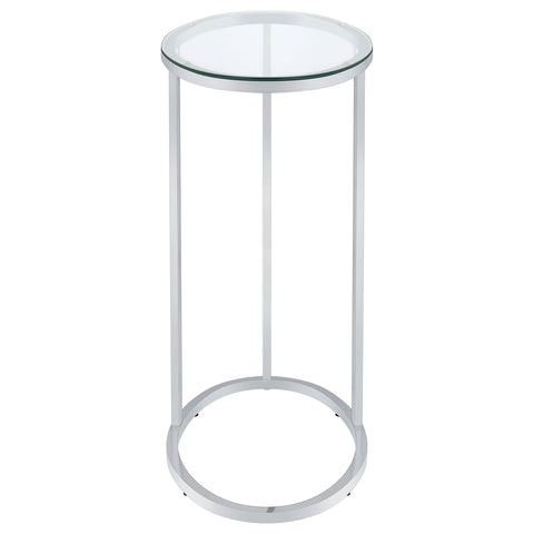 Mabel Oval Glass Top C-Shaped Sofa Side Table ChromeChrome