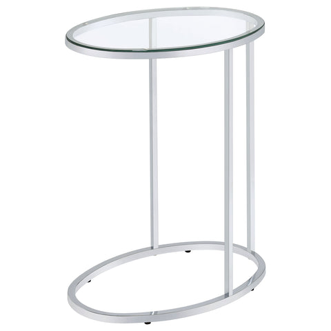 Mabel Oval Glass Top C-Shaped Sofa Side Table ChromeChrome