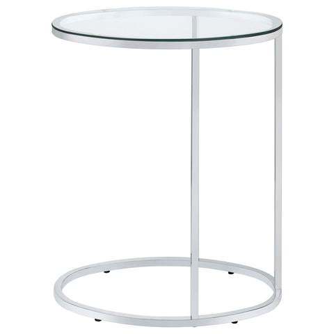 Mabel Oval Glass Top C-Shaped Sofa Side Table ChromeChrome