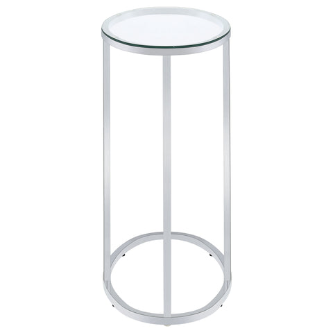 Mabel Oval Glass Top C-Shaped Sofa Side Table ChromeChrome