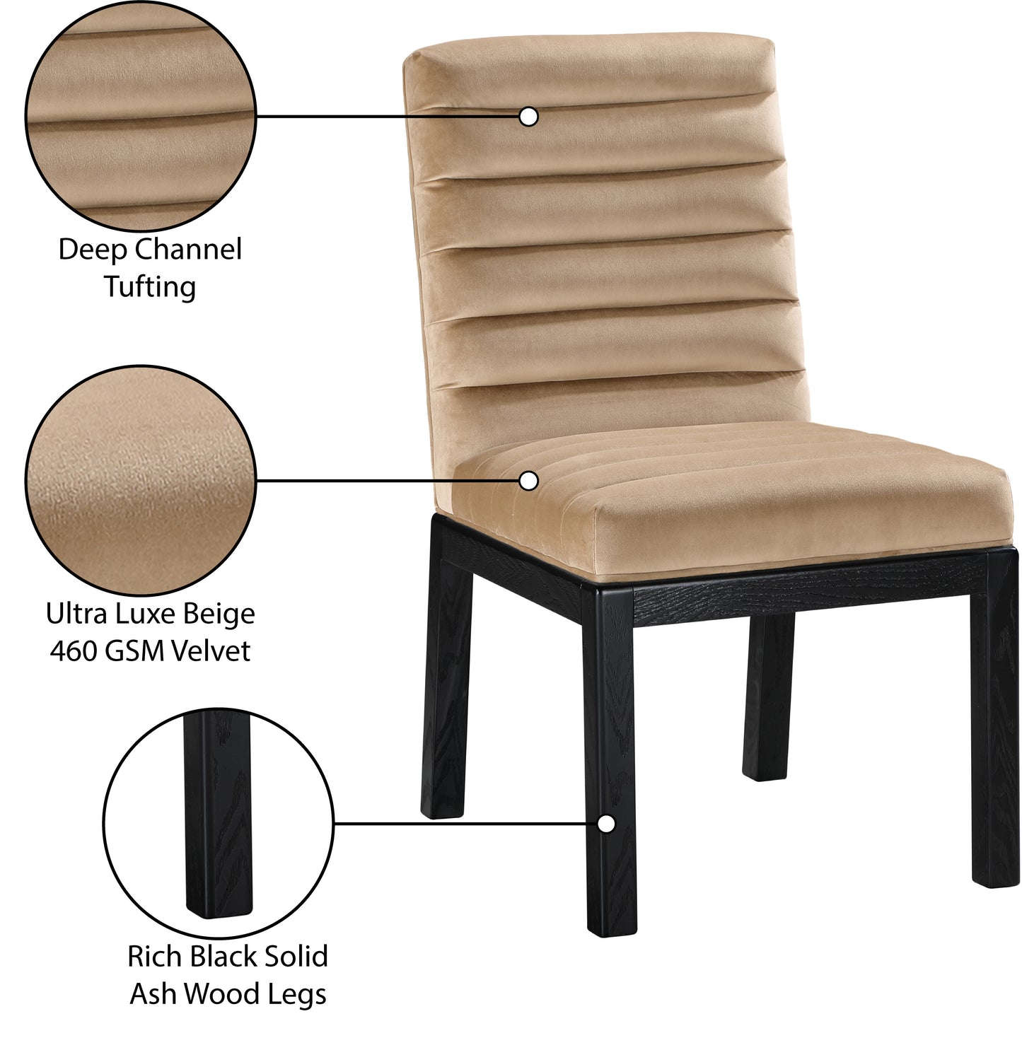 casablanca beige velvet dining chair