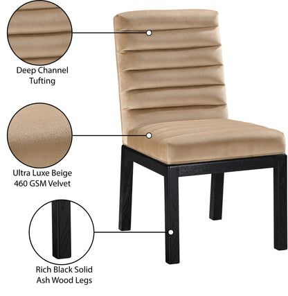 Casablanca Beige Velvet Dining Chair