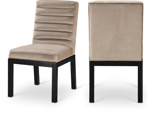 Celine Taupe Velvet Upholstered Dining Chair, 1 Piece