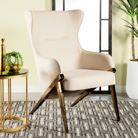 Nuala Upholstered high Wingback Accent Chair CreamCream