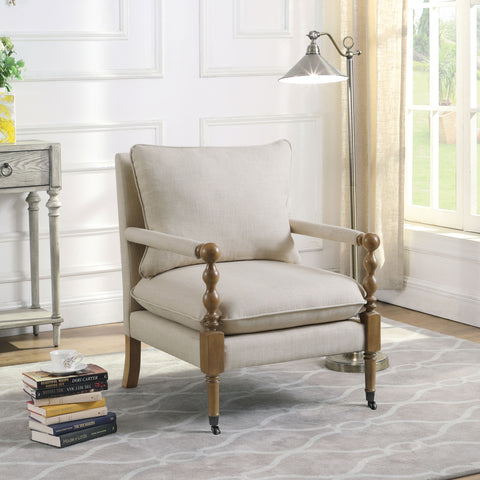 Peoria Upholstered Accent Chair with Casters BeigeBeige