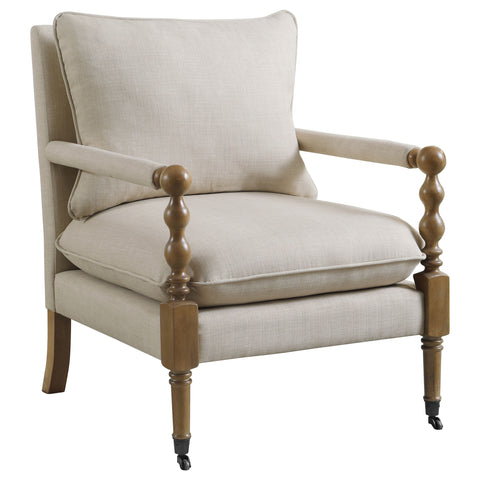 Peoria Upholstered Accent Chair with Casters BeigeBeige