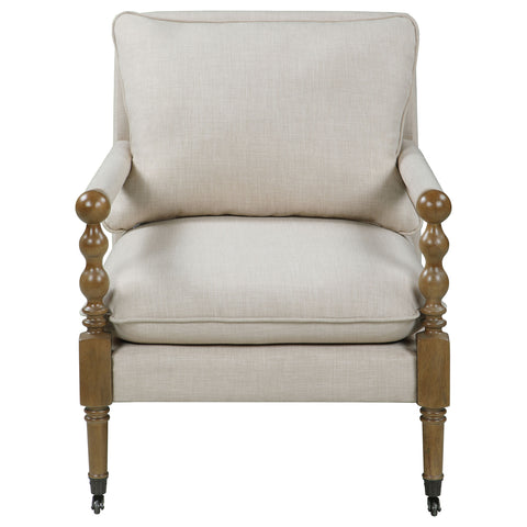 Peoria Upholstered Accent Chair with Casters BeigeBeige