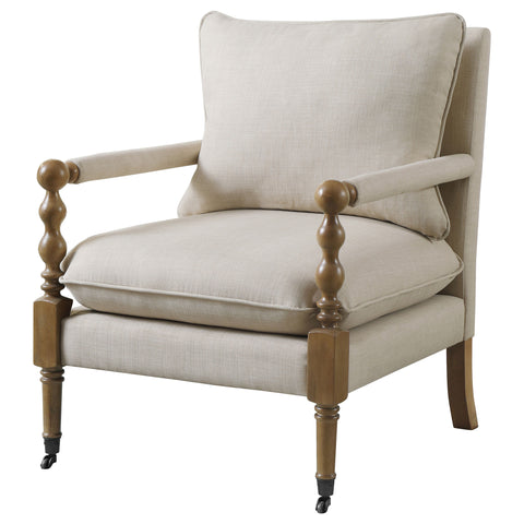 Peoria Upholstered Accent Chair with Casters BeigeBeige