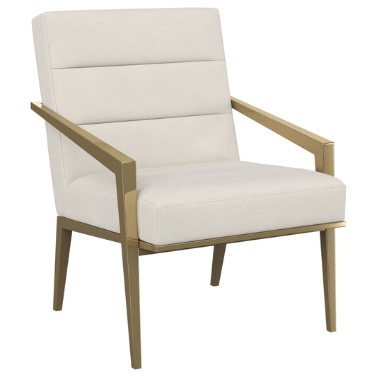 Moore Upholstered Metal Arm Accent Chair CreamCream