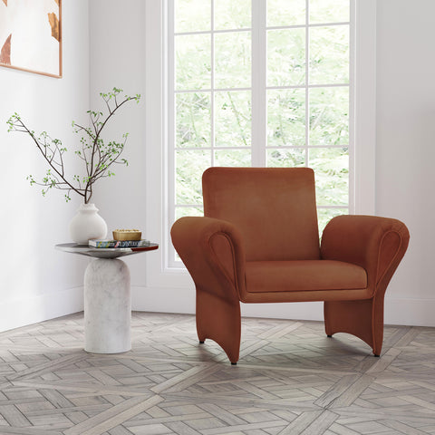 Tutuola Upholstered Roll Arm Accent Armchair Rust OrangeRust