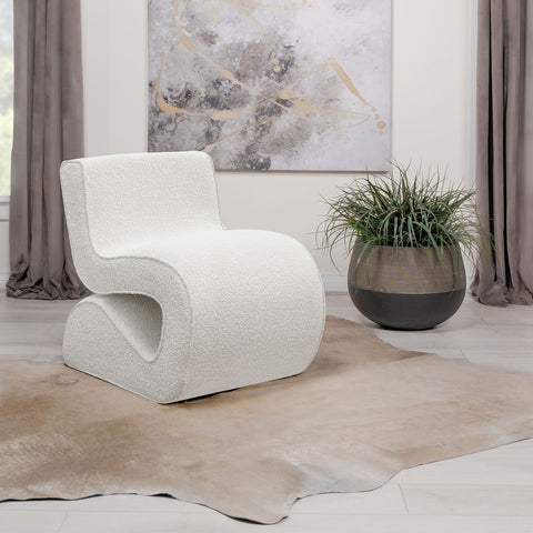 Montlake Boucle Upholstered Armless Curved Chair CreamCream