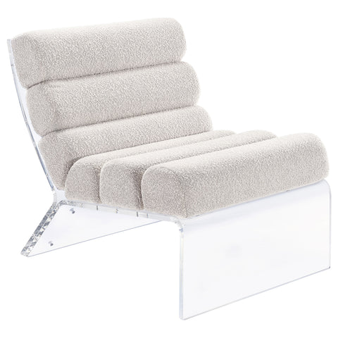 Cortez Boucle Upholstered Armless Acrylic Chair IvoryIvory
