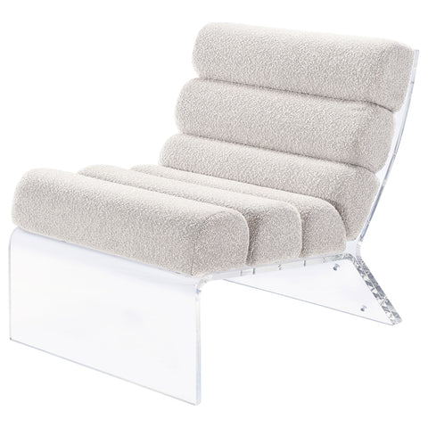 Cortez Boucle Upholstered Armless Acrylic Chair IvoryIvory