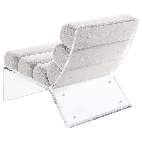 Cortez Boucle Upholstered Armless Acrylic Chair IvoryIvory