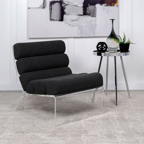 Cortez Boucle Upholstered Armless Acrylic Chair BlackBlack