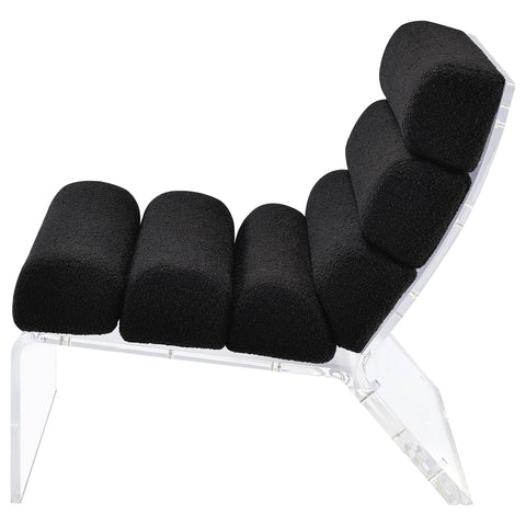 Cortez Boucle Upholstered Armless Acrylic Chair BlackBlack
