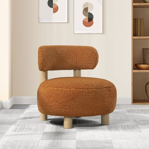 Gideon Boucle Upholstered Barrel Back Accent Chair OrangeOrange
