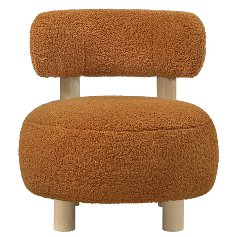 Gideon Boucle Upholstered Barrel Back Accent Chair OrangeOrange