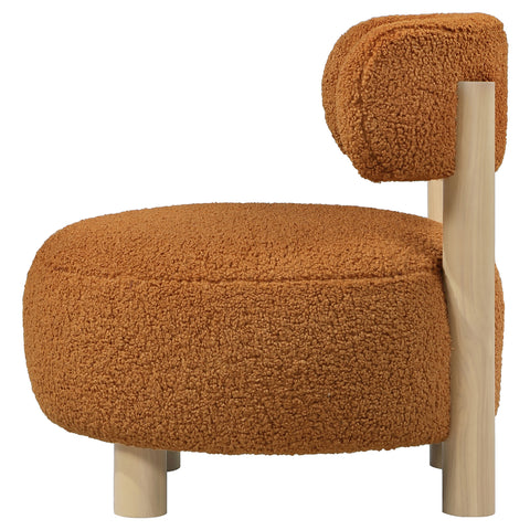Gideon Boucle Upholstered Barrel Back Accent Chair OrangeOrange