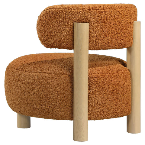 Gideon Boucle Upholstered Barrel Back Accent Chair OrangeOrange
