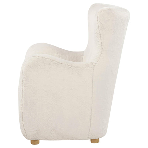 Rainer Faux Fur Upholstered Wingback Lounge Accent Chair Ivory
