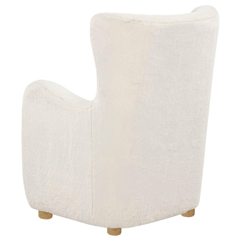 Rainer Faux Fur Upholstered Wingback Lounge Accent Chair Ivory