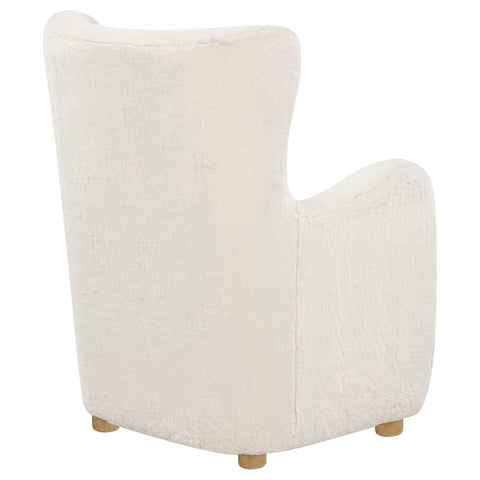 Rainer Faux Fur Upholstered Wingback Lounge Accent Chair Ivory