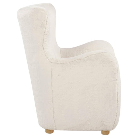 Rainer Faux Fur Upholstered Wingback Lounge Accent Chair Ivory