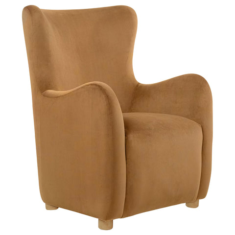 Rainer Velvet Upholstered Wingback Lounge Accent Chair Cognac