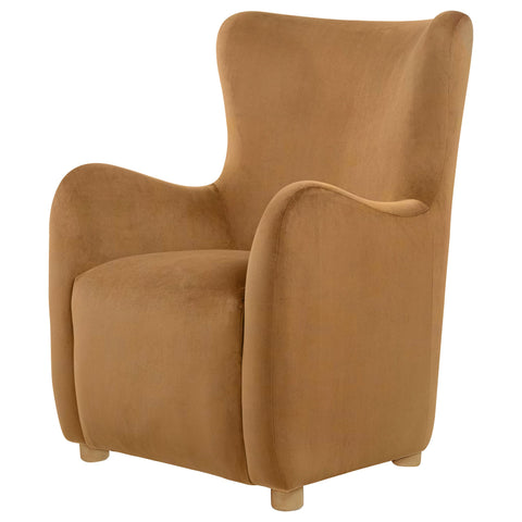 Rainer Velvet Upholstered Wingback Lounge Accent Chair Cognac