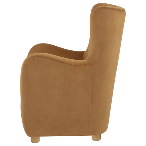 Rainer Velvet Upholstered Wingback Lounge Accent Chair Cognac