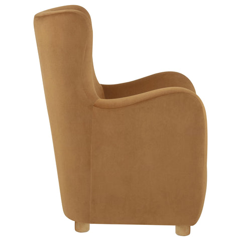 Rainer Velvet Upholstered Wingback Lounge Accent Chair Cognac
