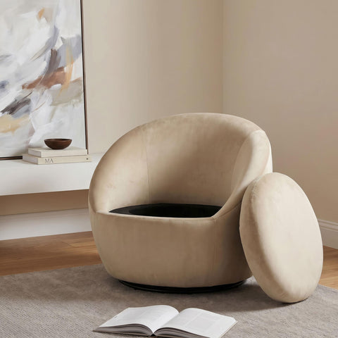 Ritter Velvet Upholstered Swivel Accent Chair Camel
