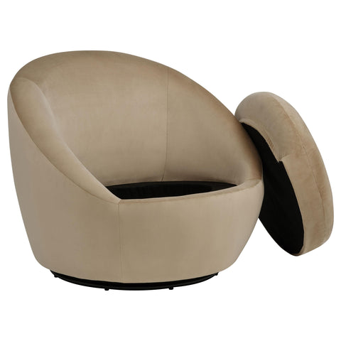 Ritter Velvet Upholstered Swivel Accent Chair Camel