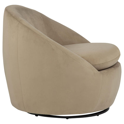 Ritter Velvet Upholstered Swivel Accent Chair Camel