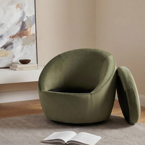 Ritter Velvet Upholstered Swivel Accent Chair Olive