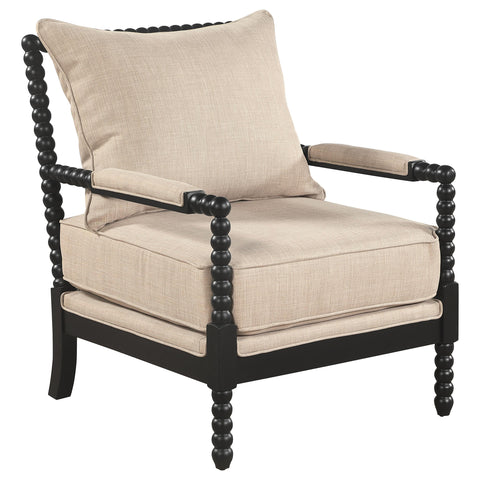 Levine Upholstered Bobbin Accent Chair Beige and Black