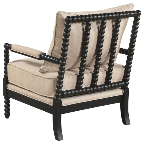 Levine Upholstered Bobbin Accent Chair Beige and Black