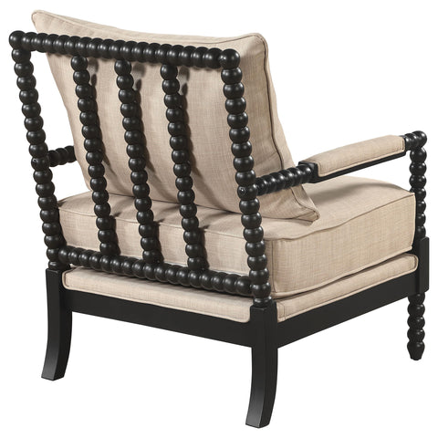 Levine Upholstered Bobbin Accent Chair Beige and Black