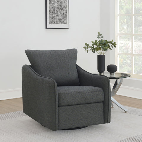 Amarillo Upholstered Sloped Arm Swivel Glider Chair CharcoalCharcoal