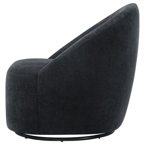 Atoka Chenille Upholstered Swivel Accent Chair Black