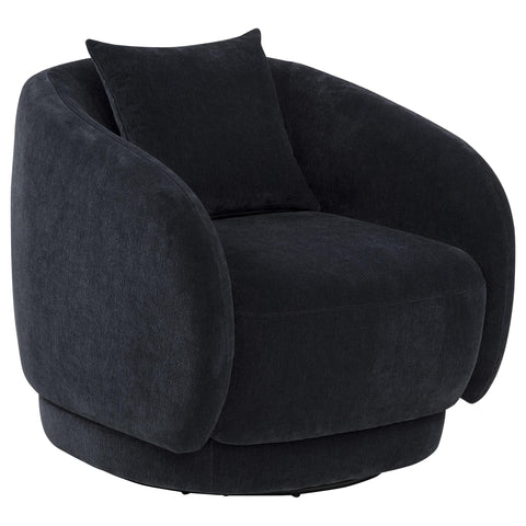 Sykes Chenille Upholstered Swivel Accent Chair Navy