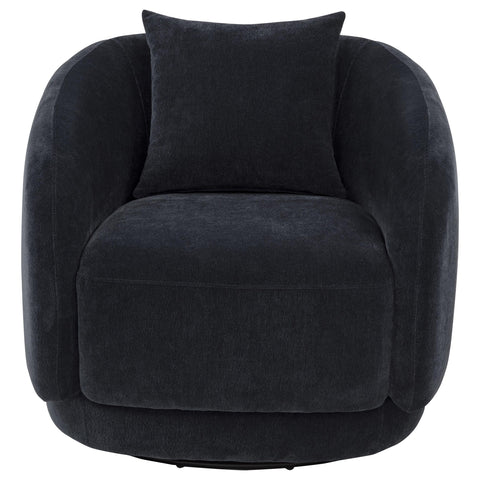 Sykes Chenille Upholstered Swivel Accent Chair Navy