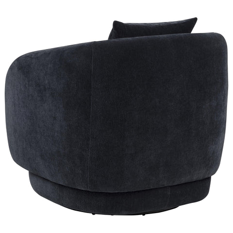 Sykes Chenille Upholstered Swivel Accent Chair Navy