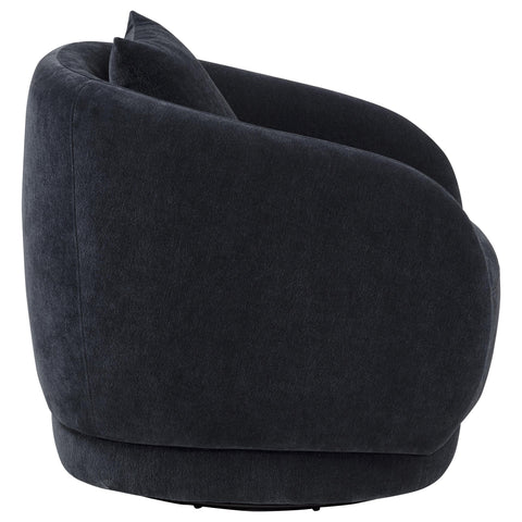 Sykes Chenille Upholstered Swivel Accent Chair Navy