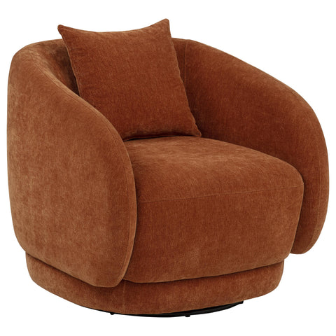 Sykes Chenille Upholstered Swivel Accent Chair Burnt Orange