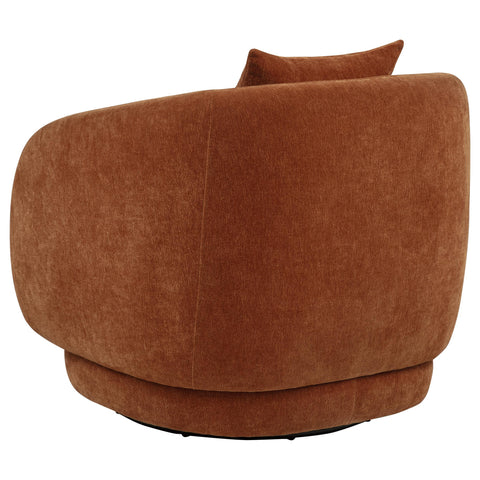 Sykes Chenille Upholstered Swivel Accent Chair Burnt Orange