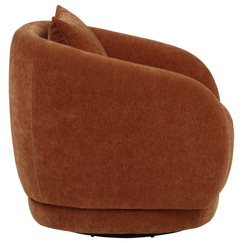 Sykes Chenille Upholstered Swivel Accent Chair Burnt Orange
