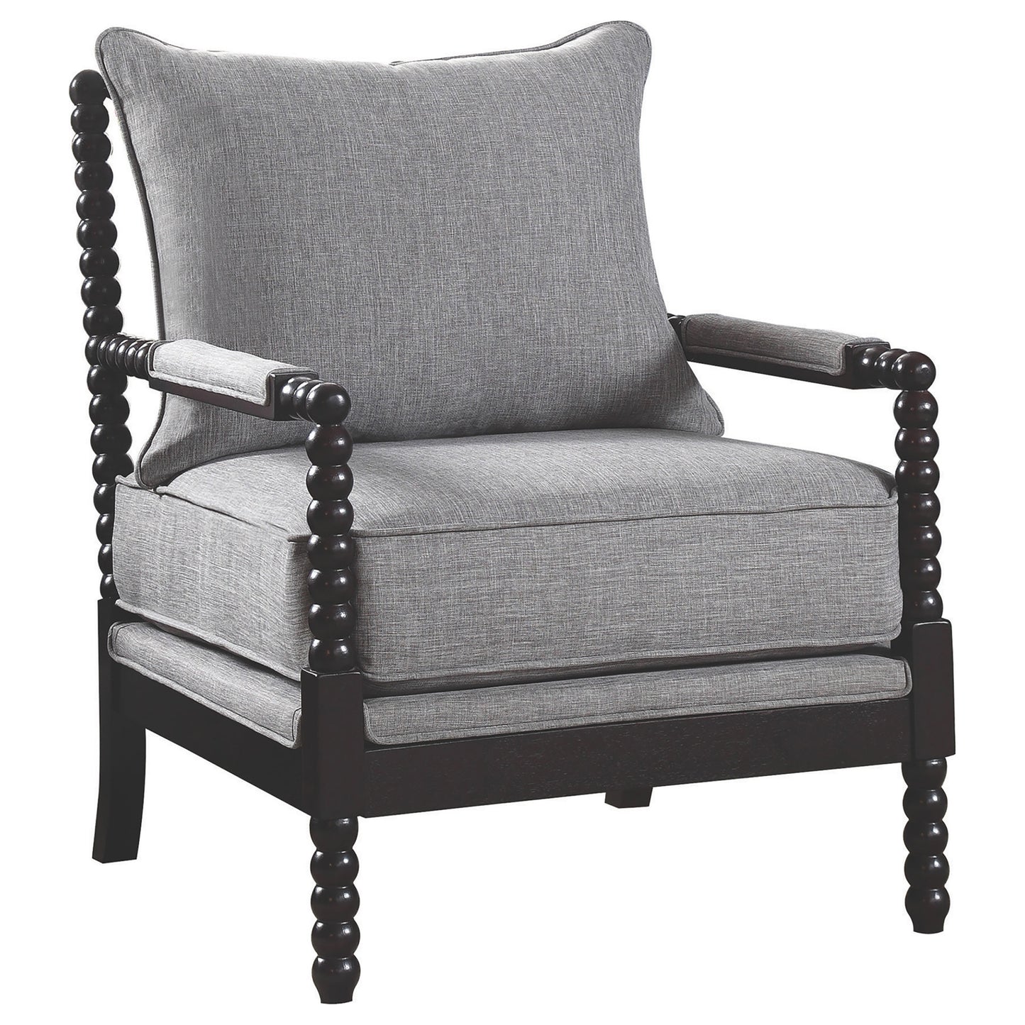 chase upholstered bobbin accent chair grey and blackgrey