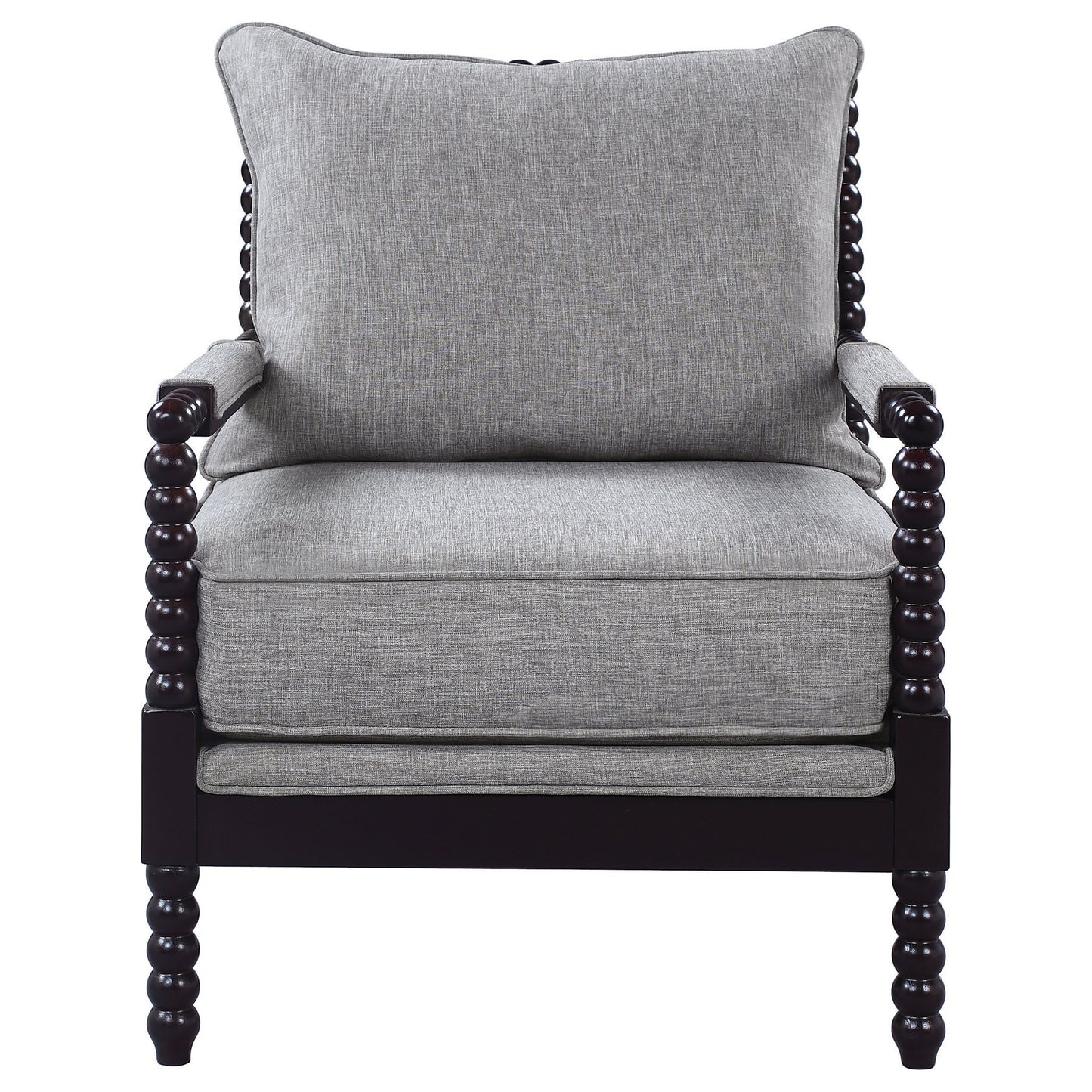 chase upholstered bobbin accent chair grey and blackgrey